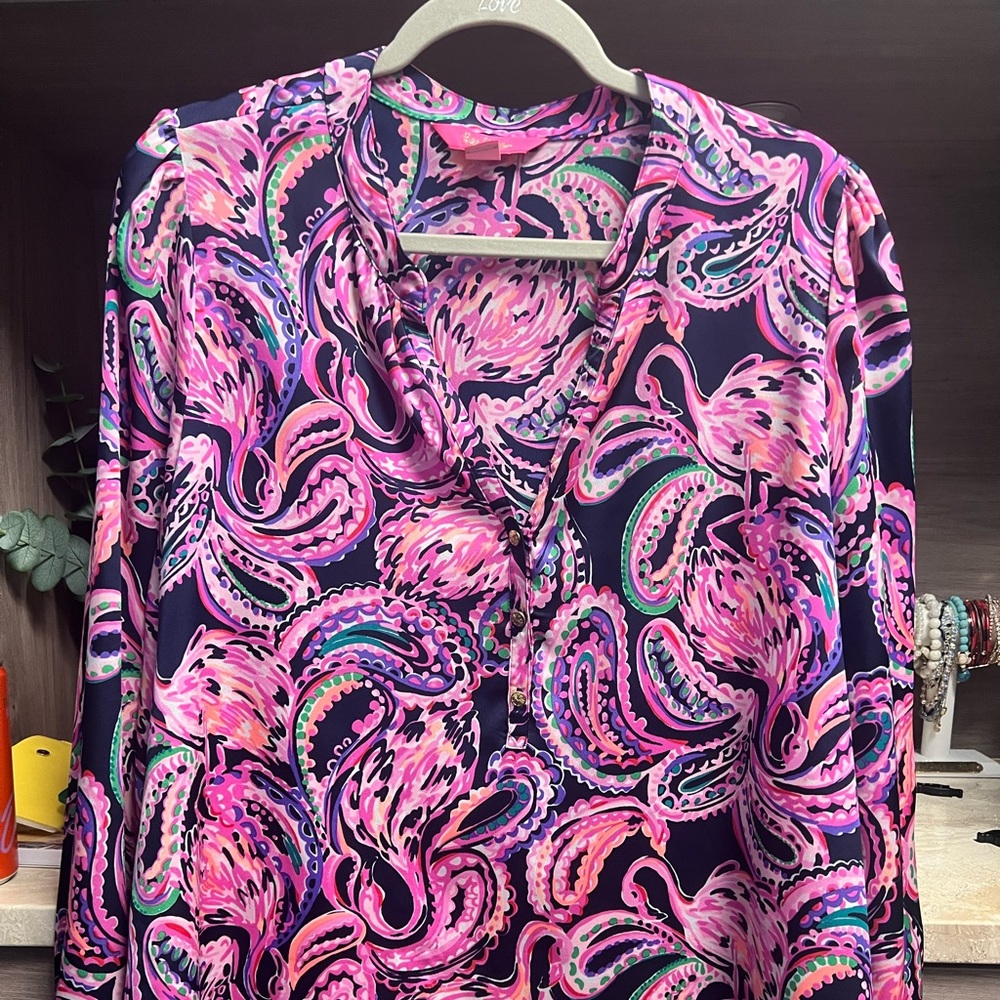 Lilly Pulitzer Flock To The Top XL Women's Blouse